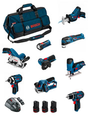 BOSCH Kit BMKB9-28DD3 (GSR12V-15+GDR12V-105+GKS12V-26+GWS12V-76+GST12V-70+GOP12V-28+GSA12V-14+GLI12V-80+GHO12V-20+3x2,0Ah...)