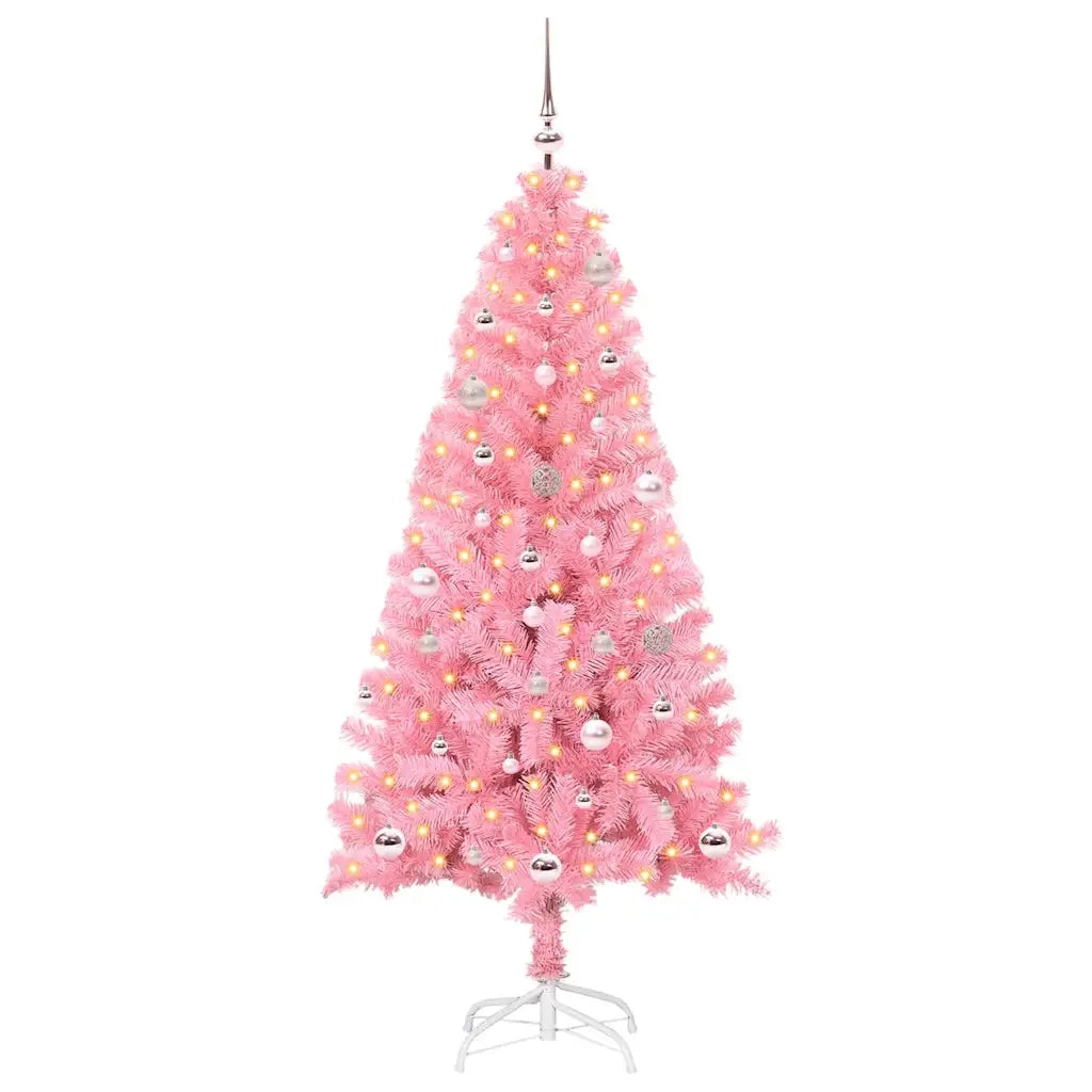 Albero di Natale | Decorazioni natalizie con 150 LED con supporto Rosa 150 cm PVC