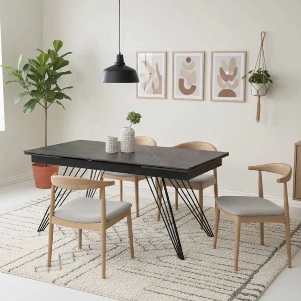 Tavolo da pranzo allungabile in ceramica effetto marmo grigio Augustus 160-240x90 cm fino a 10 posti | Duzzle