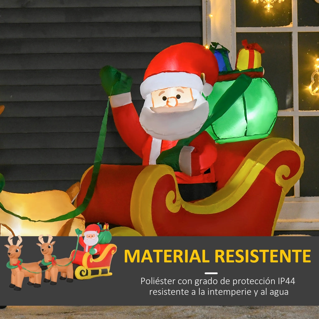 Babbo Natale Inflabile con Slitta e Renne Luci LED ¨C zephmum ¨C Decorazione Esterna 240x57x112 cm