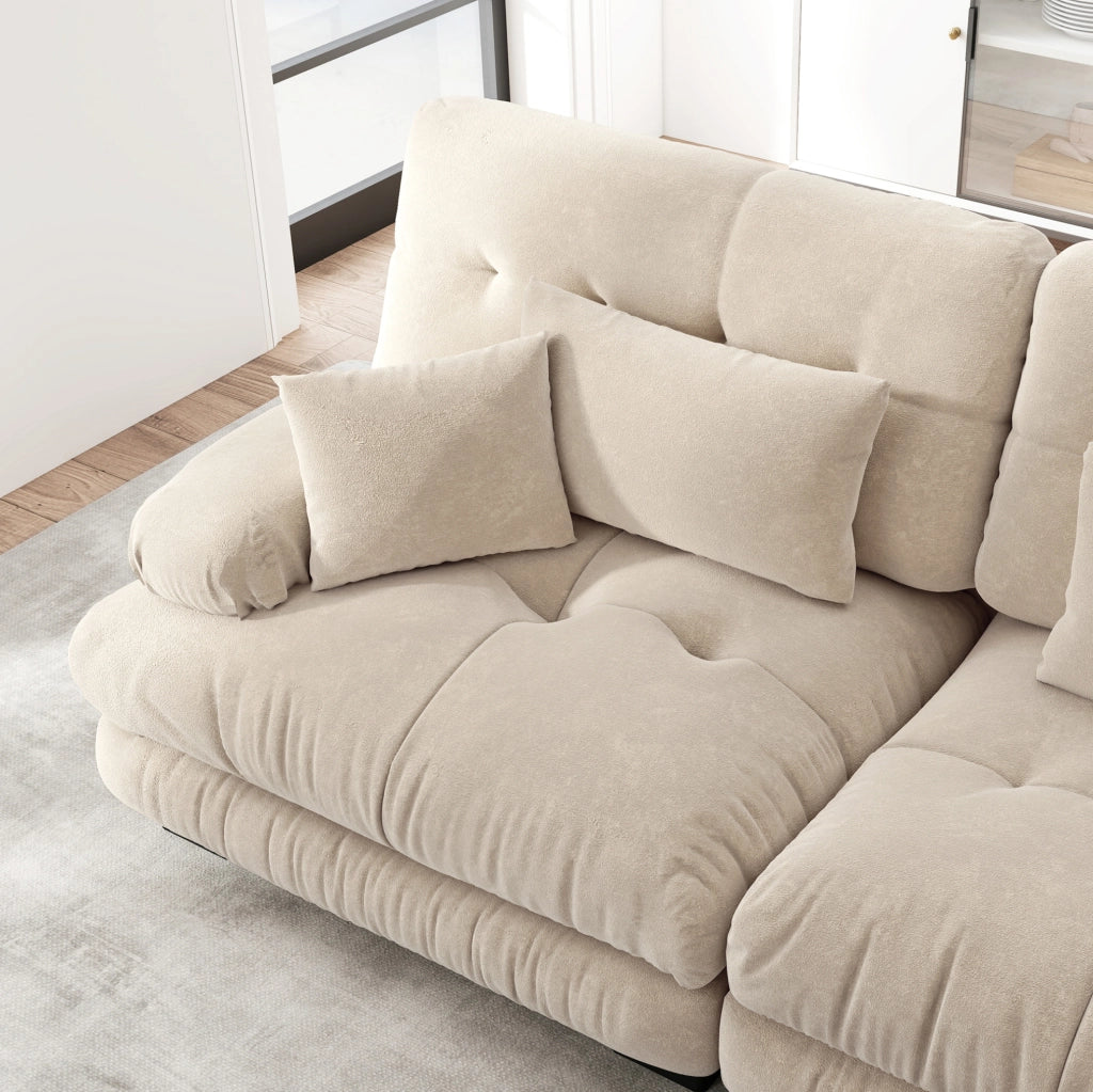 Divano modulare in chenille con seduta profonda; Light Coffee