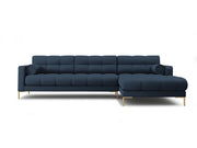 Cosmopolitan Design - Divano angolare destro "Bali" 5 posti in tessuto strutturato blu 