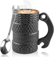 Custodia per Gomme 500 ml - Tazza Ceramica - Forma di Gomma - Caffè - Carina - Divertente - Per Appassionati di Auto