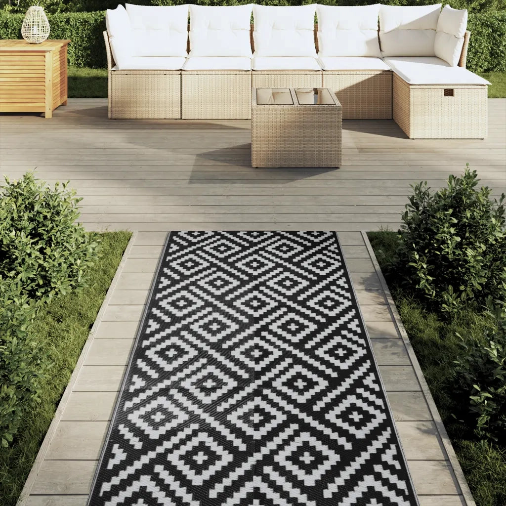 Tappeto da Esterno ARAKIL Bianco e Nero 80x250 cm PP 368575