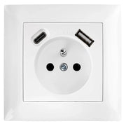 Presa Singola Con Messa A Terra + Usb-a Usb-c Oste Jnh004-g White