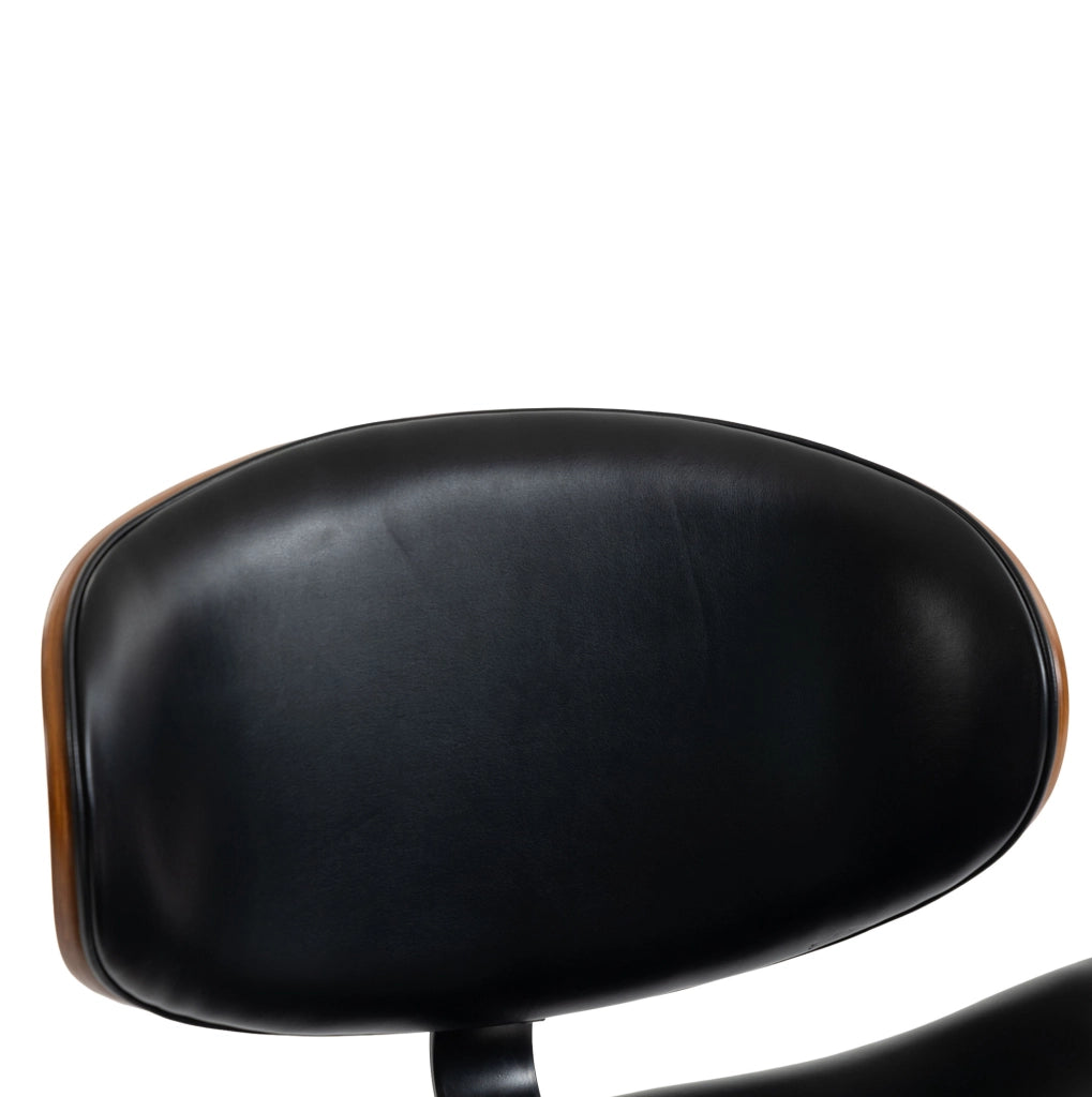 Sgabello da bar girevole e regolabile in altezza in PU nero; schienale ergonomico