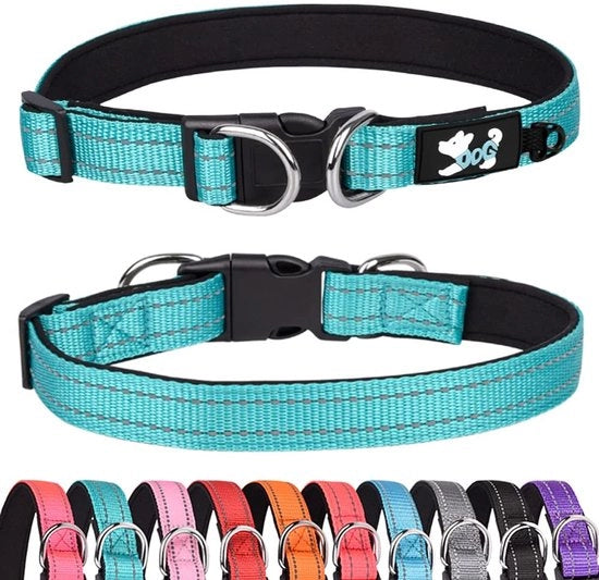 Collare per cani con imbottitura - regolabile - riflettente - neoprene - per cani di piccola/ media/grande taglia - misura M (31-50 cm) - collare per cani