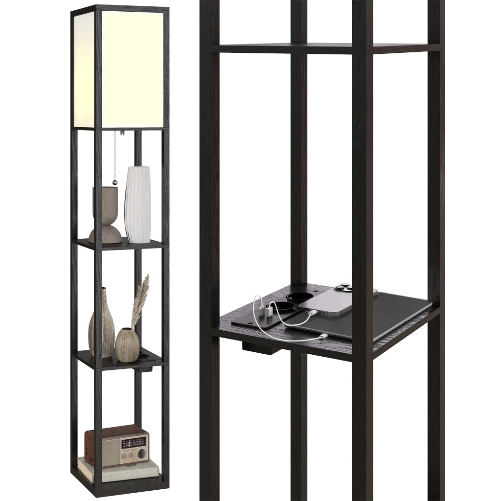 Lampada da Terra con Ripiani ¨C Minimal ¨C Nero