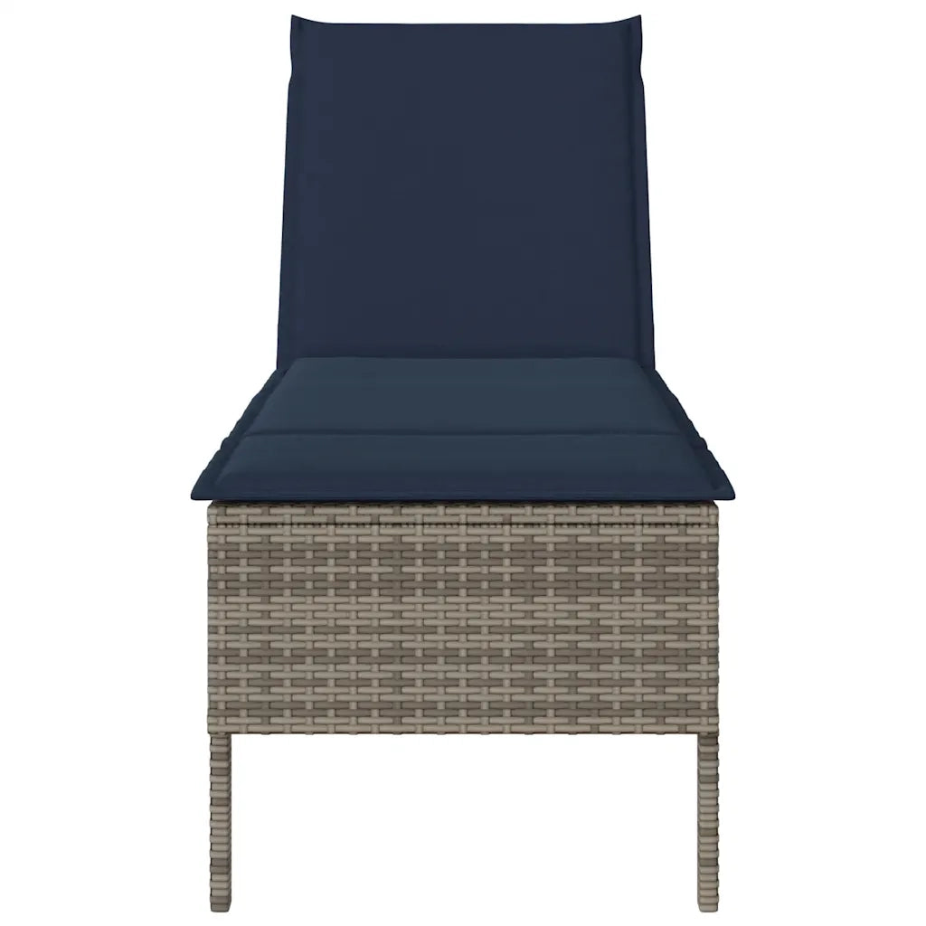 Lettino Prendisole | Sdraio da giardino | Lettino da sole con Cuscino Grigio 55x200x44cm in Polyrattan