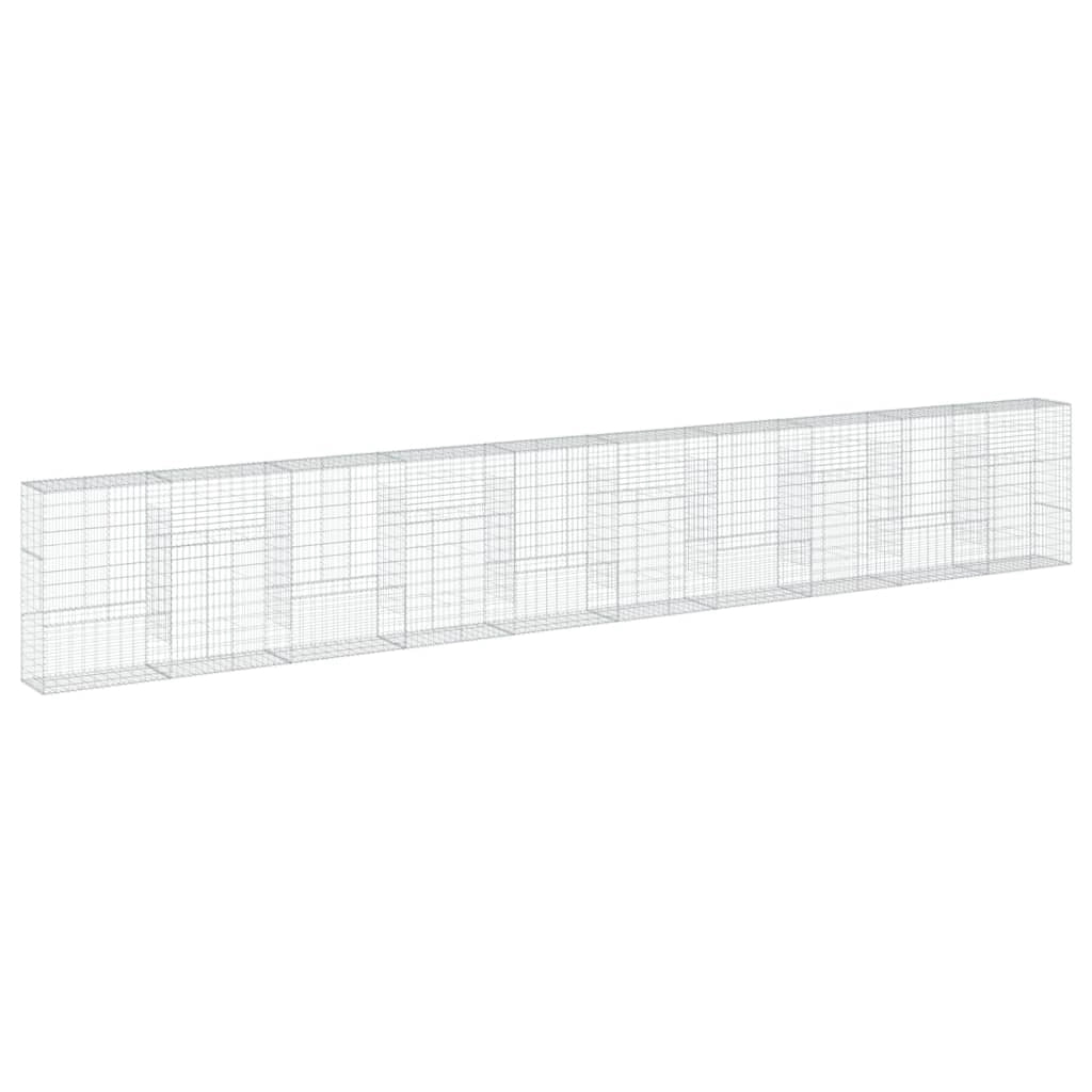 Gabbione recinto a gabbia muro di contenimento con coperchio 1000 x 50 x 150 cm ferro zincato argento 02_0040116