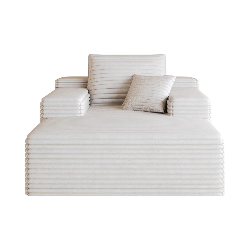 Poltrona a sdraio, divano in velluto a coste, 115 x 159 x 83 cm, struttura senza telaio, non richiede montaggio, bianco