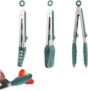 Set di Spiedi per BBQ a 3 Pezzi - Silicone - Resistente al Calore - Spiedi per Griglia - Acciaio Inossidabile - Manico Antiscivolo - 27cm