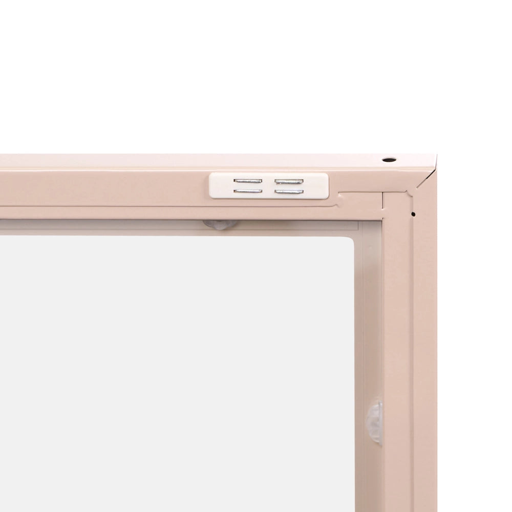 Credenza in acciaio con vetro temperato a 3 ante e ripiani regolabili beige arredi per il soggiorno dal design moderno.