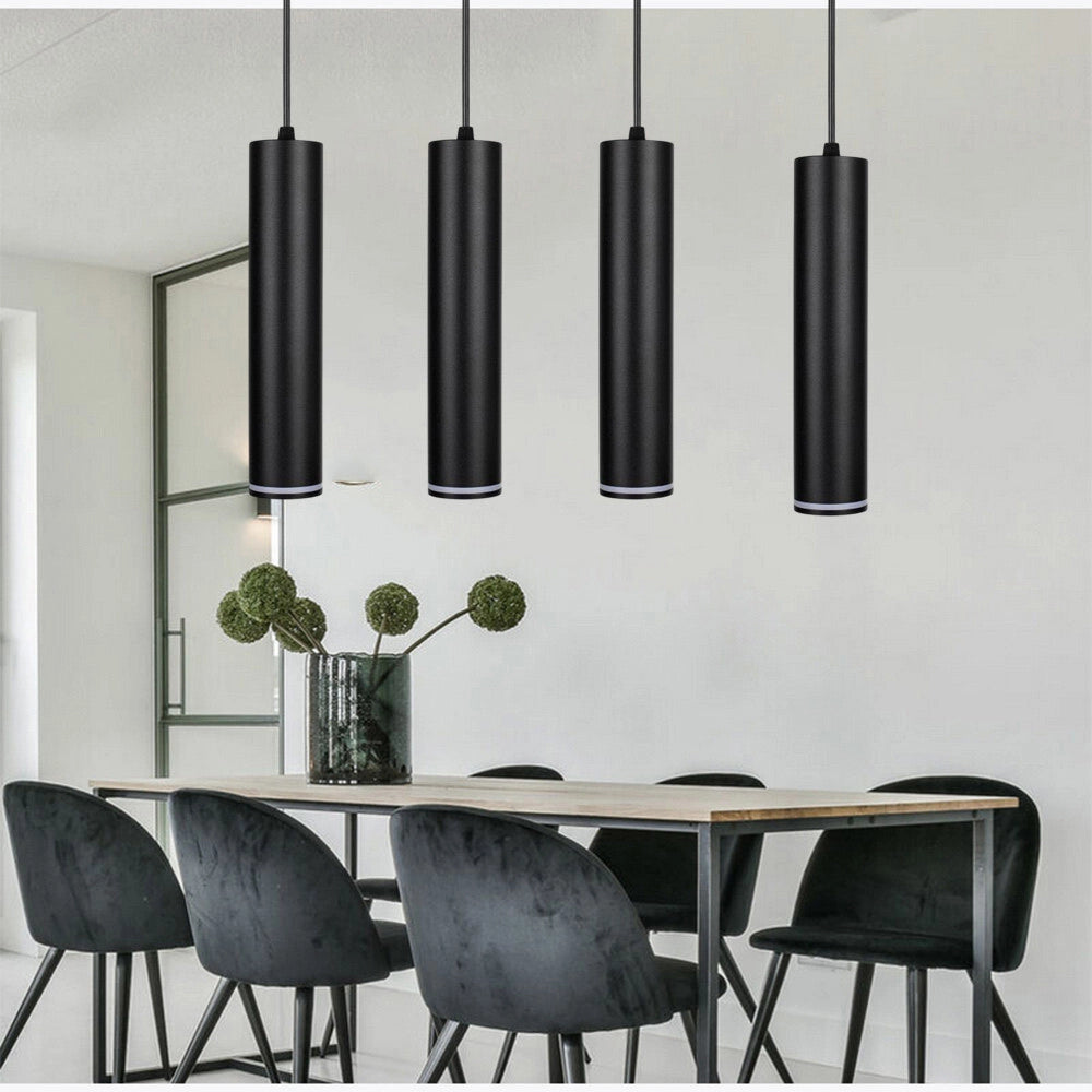 Trade Shop - Lampadario A Sospensione Da Soffitto Forma Cilindrica Lampada Pendente Attacco Gu10 Sp-01 - Nero
