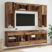 Set di Mobiletto da TV a Parete con led 6 pcs Legno vecchio