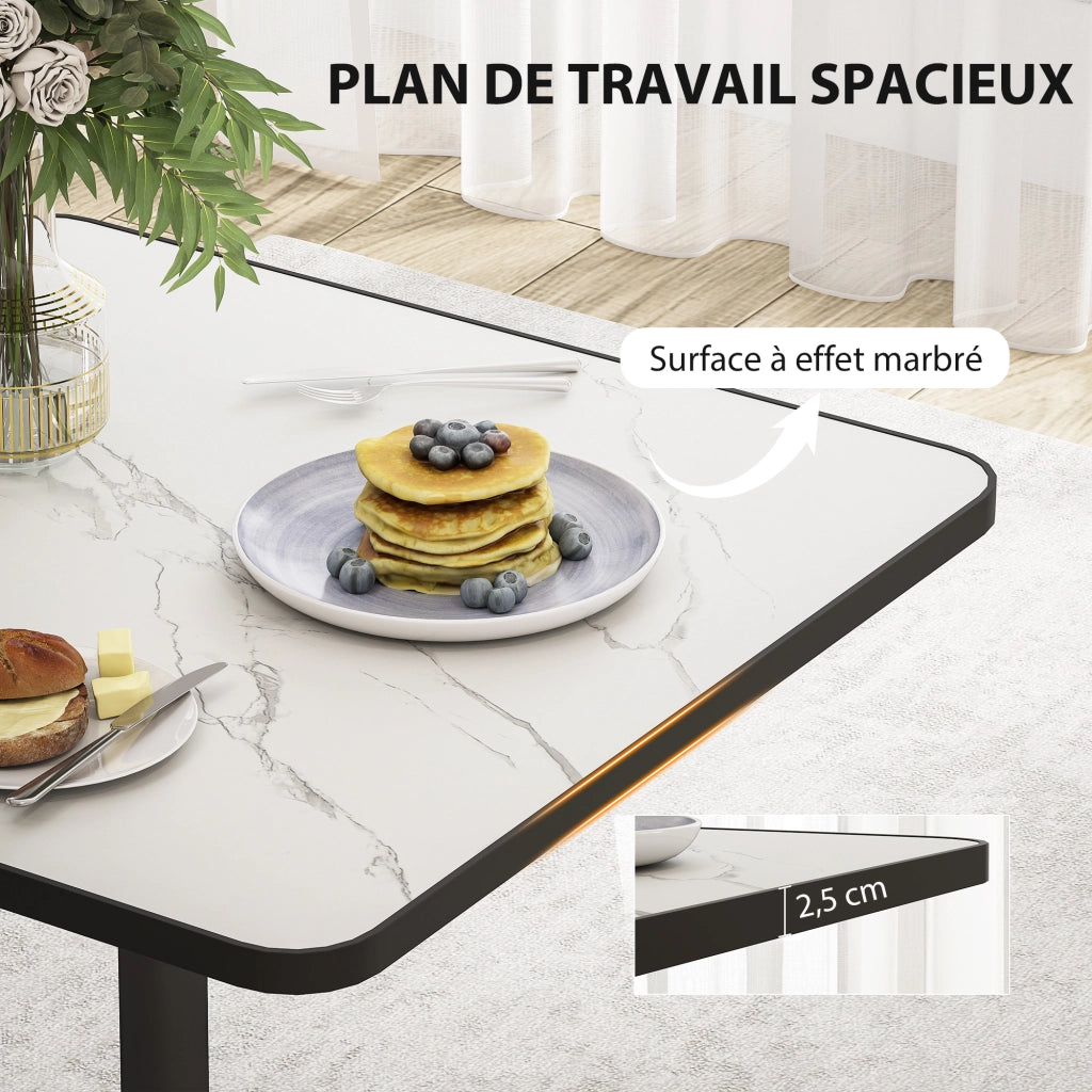 Tavolo da pranzo per 4 persone ¨C zephmum ¨C bianco, effetto marmo, 70x70 cm