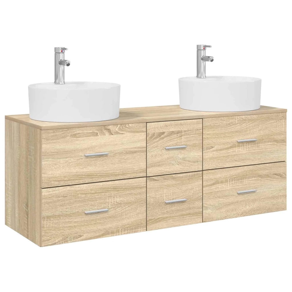 Set di mobili per il bagno 3 pz Rovere Sonoma 3405885