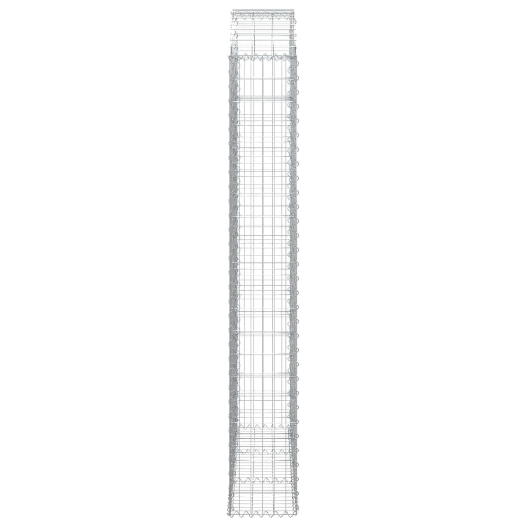 Gabbione cesto gabbia recinzione muro di contenimento ad arco 150 x 30 x 200/220 cm ferro zincato Argento 02_0039975