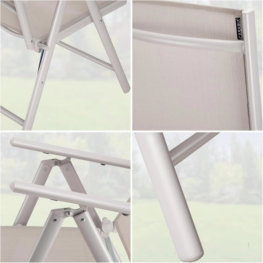 Tavolo e Sedie da Giardino Alluminio 4 Seggiole Pieghevoli 1 Tavolo WPC 80x80 Color Legno