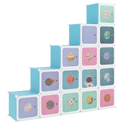 Scaffale Portaoggetti per Bambini con 15 Cubi Blu in PP CFW9691712