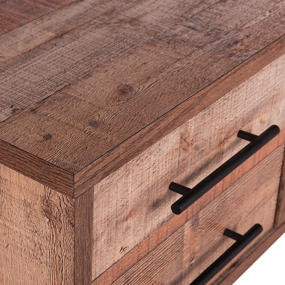 Mobile TV in legno chiaro fino a 57ʺ TV consigliato 2 ripiani 4 cassetti minimalista