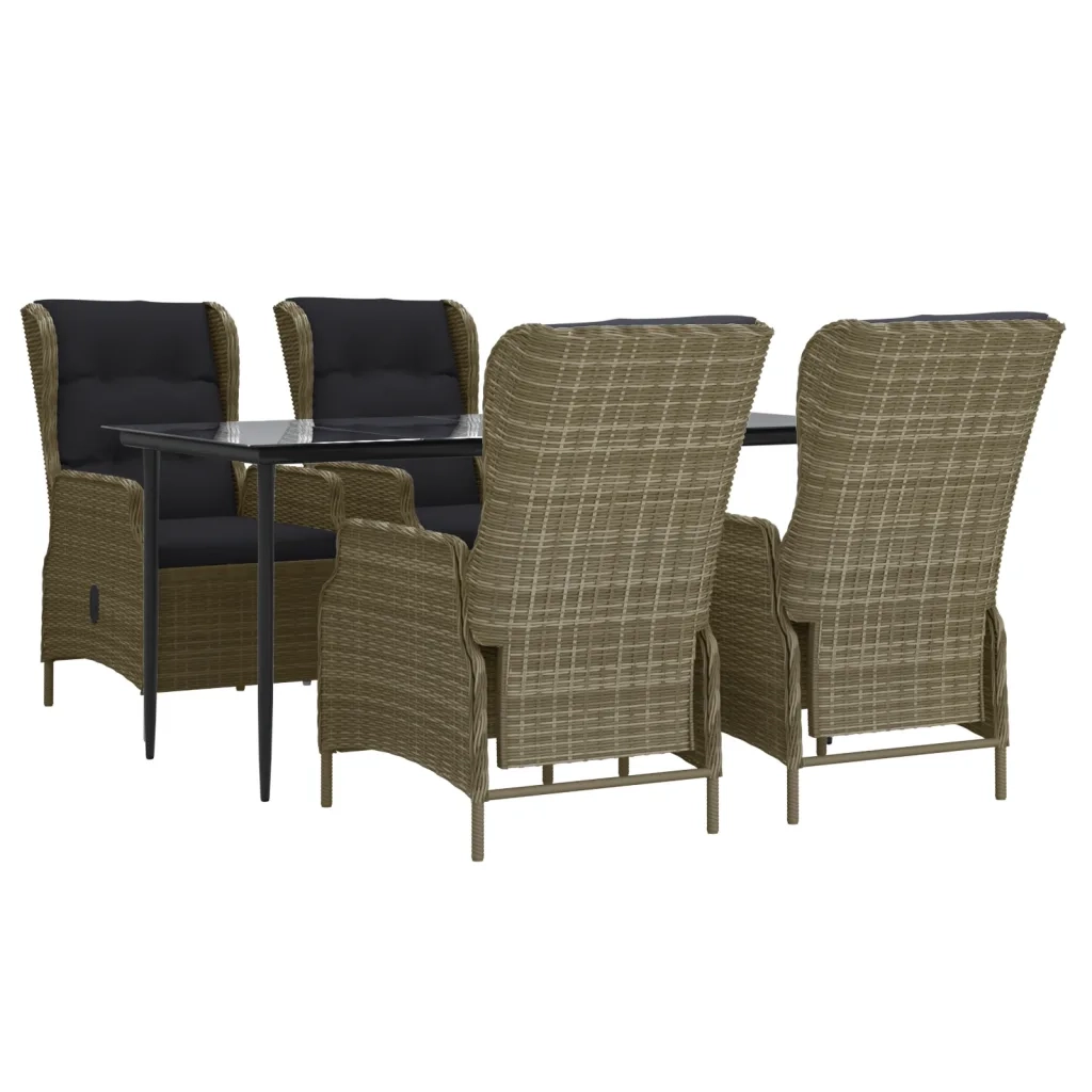Set da Pranzo da Giardino 5 pz Marrone in Polyrattan cod mxl 43674