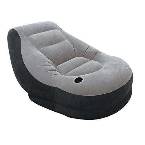 Intex 68564NP Poltrona Lounge 102 x 137 x 79 cm con Poggia Piedi 64 x 28 cm Grigio-Nero Tinta Unita Single