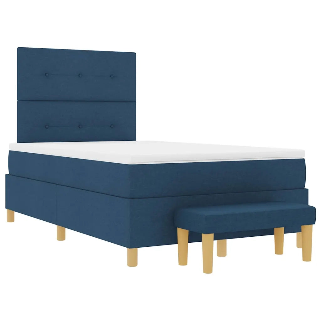 Letto a molle con materasso Blu 120 x 200 cm Tessuto