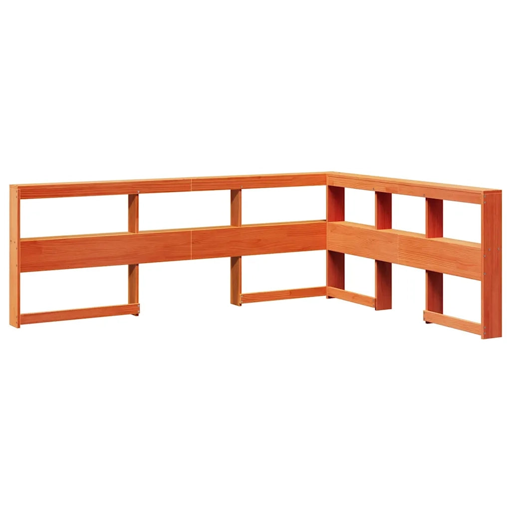 Letto Libreria senza Materasso-Struttura Letto con contenitore Marrone Cera 140x200 cm in Pino 619907