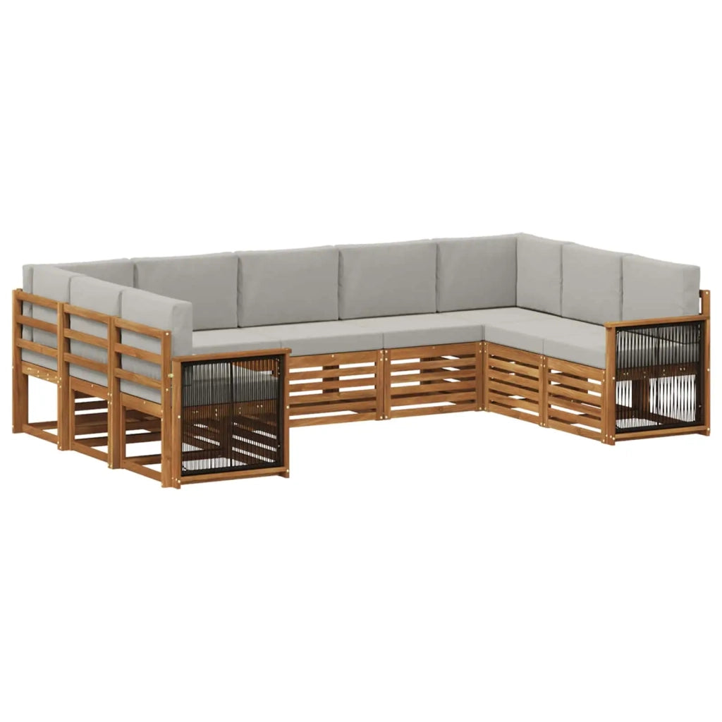 Set divano sezionale con cuscino 7 pcs Naturale e Grigio Chiaro 3384832