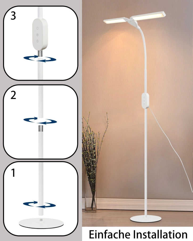 ZMH Lampada da terra a LED dimmerabile luce di lettura a LED da 9W timer memoria tocco regolabile