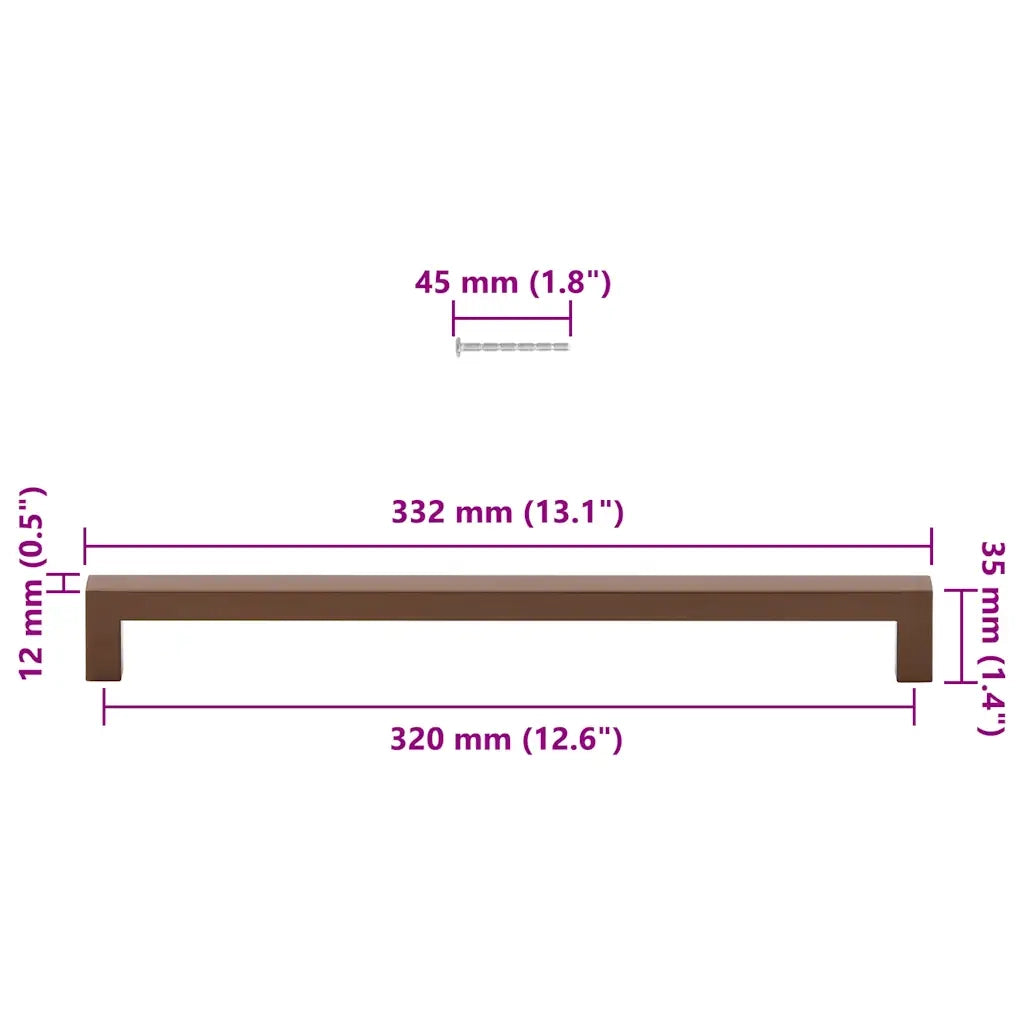 Maniglie per Mobili 5pz Bronzo 320mm in Acciaio Inox 155410