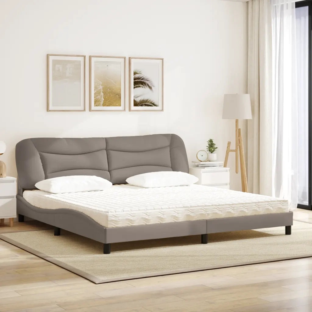 Letto con Materasso Hvar Tortora 200x200 cm in Tessuto
