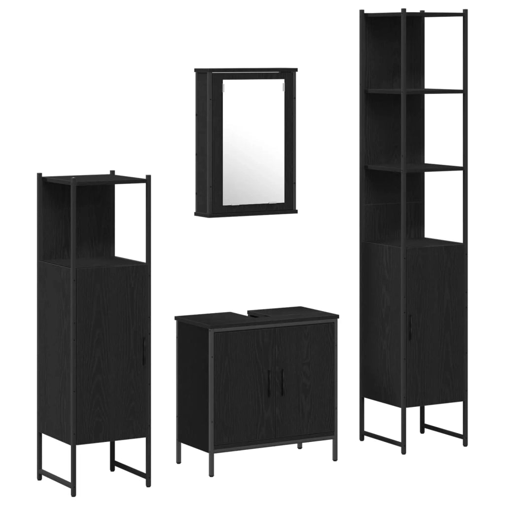 Set di mobili per il bagno 4 pcs Nero Legno multistrato 3334435