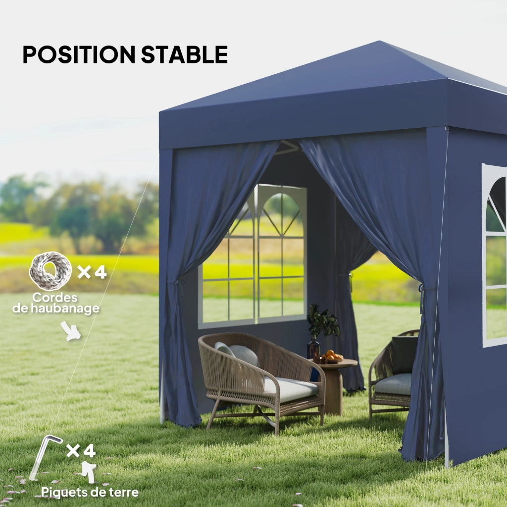 Tendone da giardino pieghevole regolabile in altezza protezione UV ¨C zephmum ¨C 200x200 cm blu