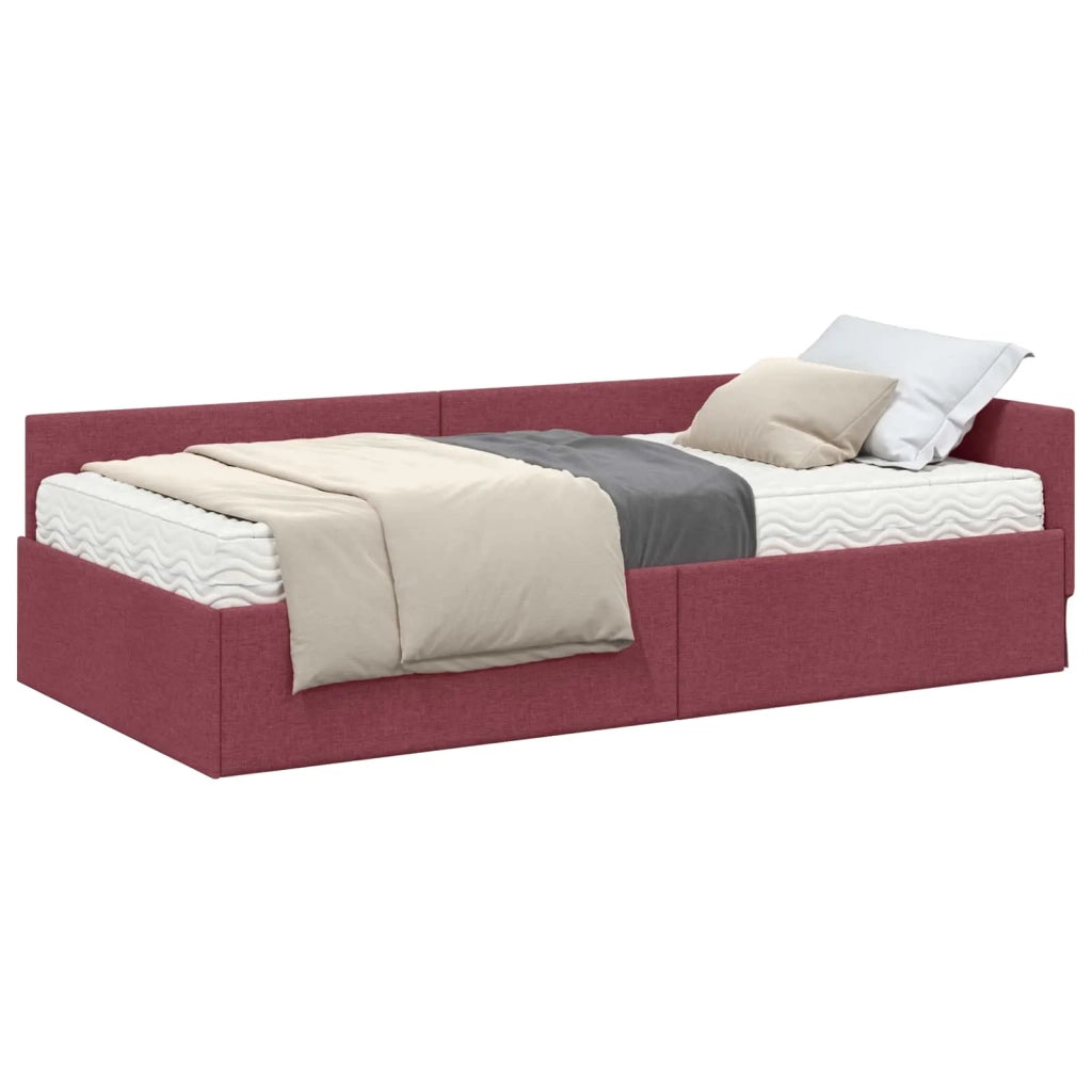 Struttura Letto Angolare con Materasso 2 pz-Giroletto con materasso Rosso Tessuto 841006