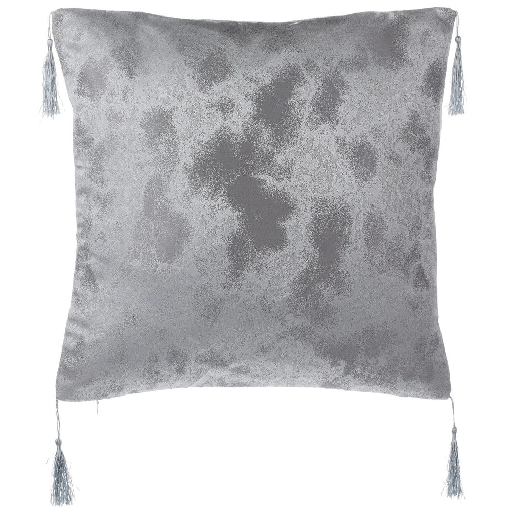 Set di 2 cuscini decorativi motivo cubo jacquard argento 45 x 45 cm con stampa geometrica nappe