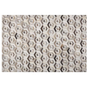 Tappeto rettangolare in pelle di vacchetta beige e marrone 140 x 200 cm Patchwork motivo geometrico retrò