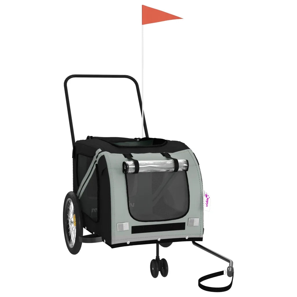 Rimorchio da Bici per Animali Grigio e Nero Oxford e Ferro CFW5137741