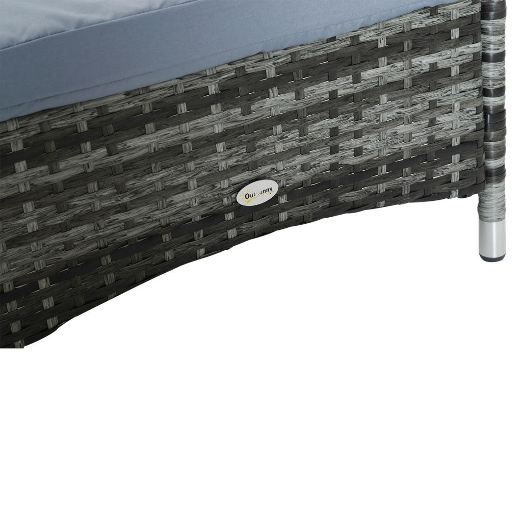 Lettino da giardino con cuscino ¨C Xylo ¨C polyrattan grigio 200x73x103 cm