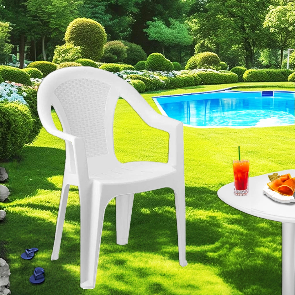 SET 4 SEDIE DA GIARDINO KORA IN POLIPROPILENE COLORE BIANCO 55 X 54 X 82 CM