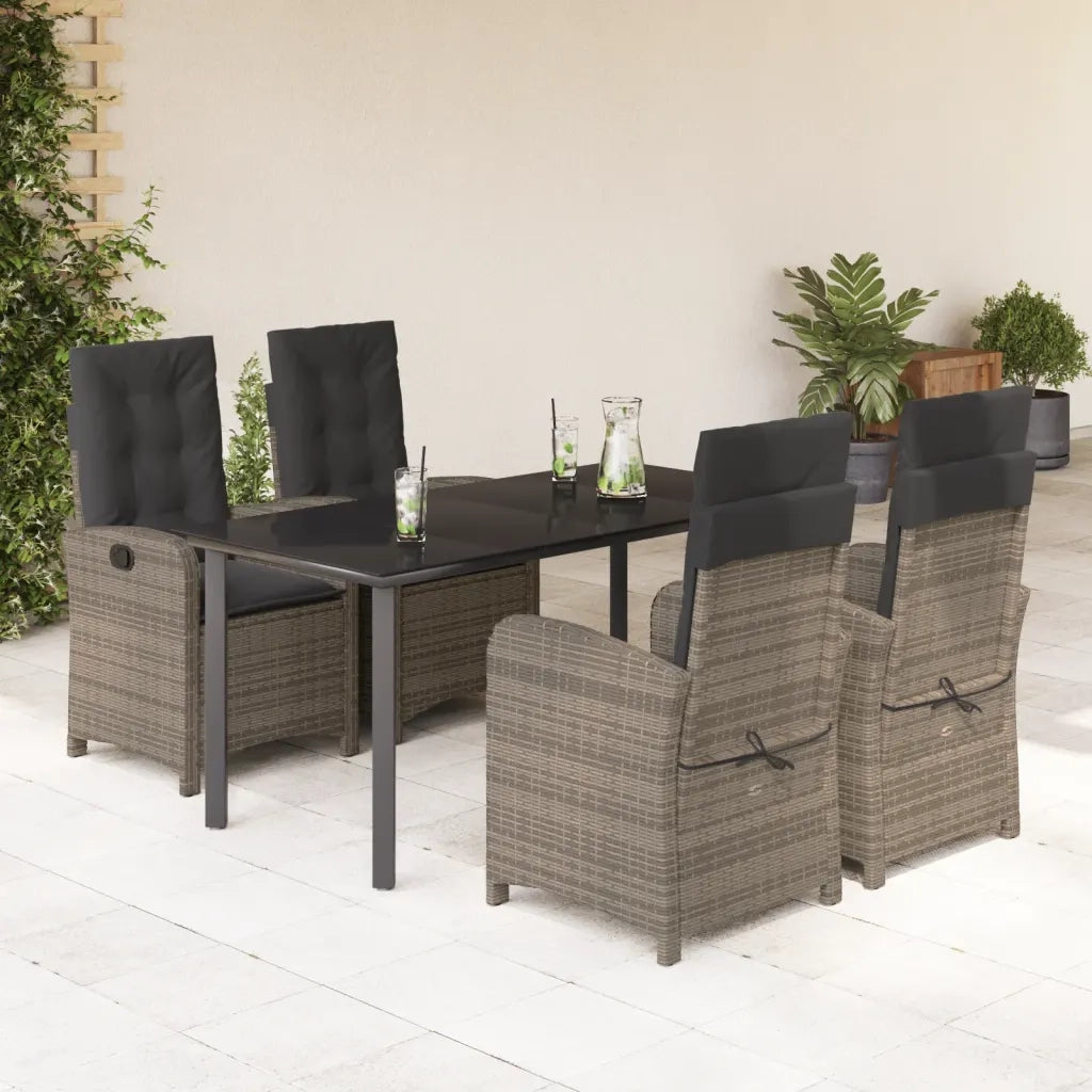 Set da Pranzo da Giardino 5 pz con Cuscini in Polyrattan Grigio 3212364