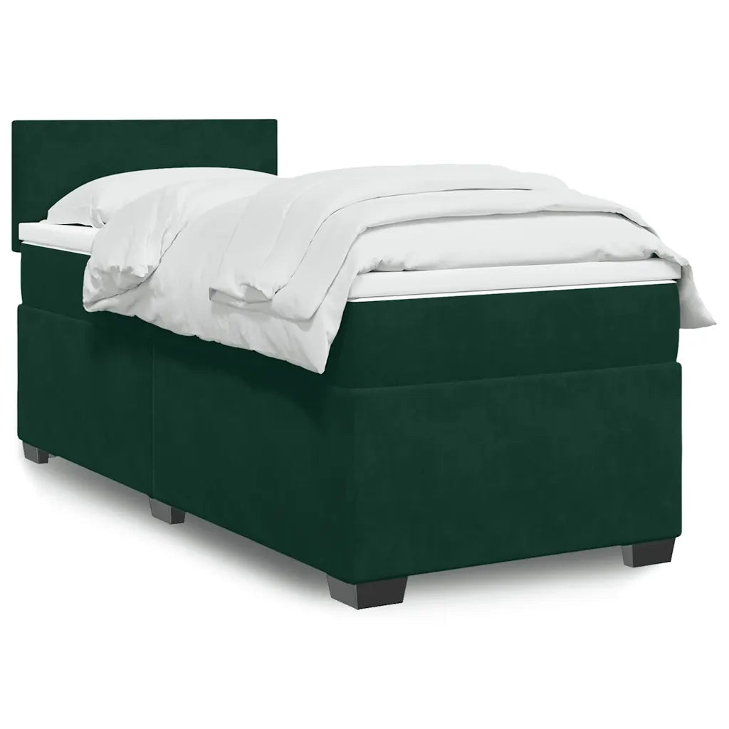 vidaXL Giroletto a Molle con Materasso Verde Scuro 100x200 cm Velluto