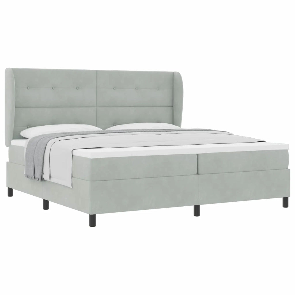 Letto a molle con materasso Grigio chiaro 200 x 200 cm Velluto 3340946