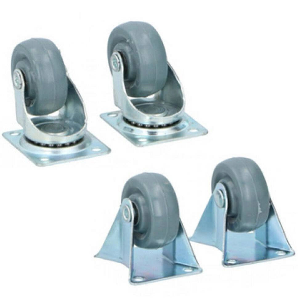 Trade Shop - Set 4 Ruote Girevoli Multiuso Per Mobili Carrello 5 Cm Rotelle In Gomma Grigio -