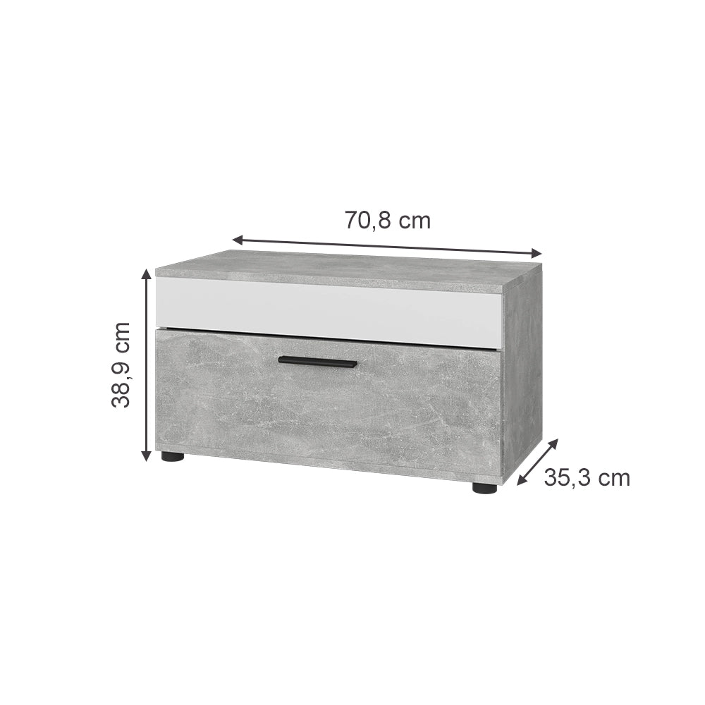 Vicco Scaffale Cemento/Bianco 70.8 x 38.9 cm con porta a battente