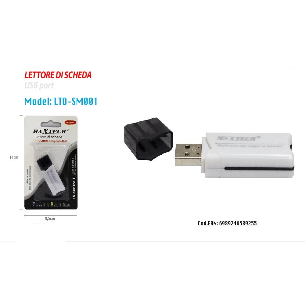 Trade Shop - Maxtech Lto-sm001 Lettore Di Schede Card 5in1 Usb 2.0 Ms Sd Mmc Tf Ad Alta Velocita' -