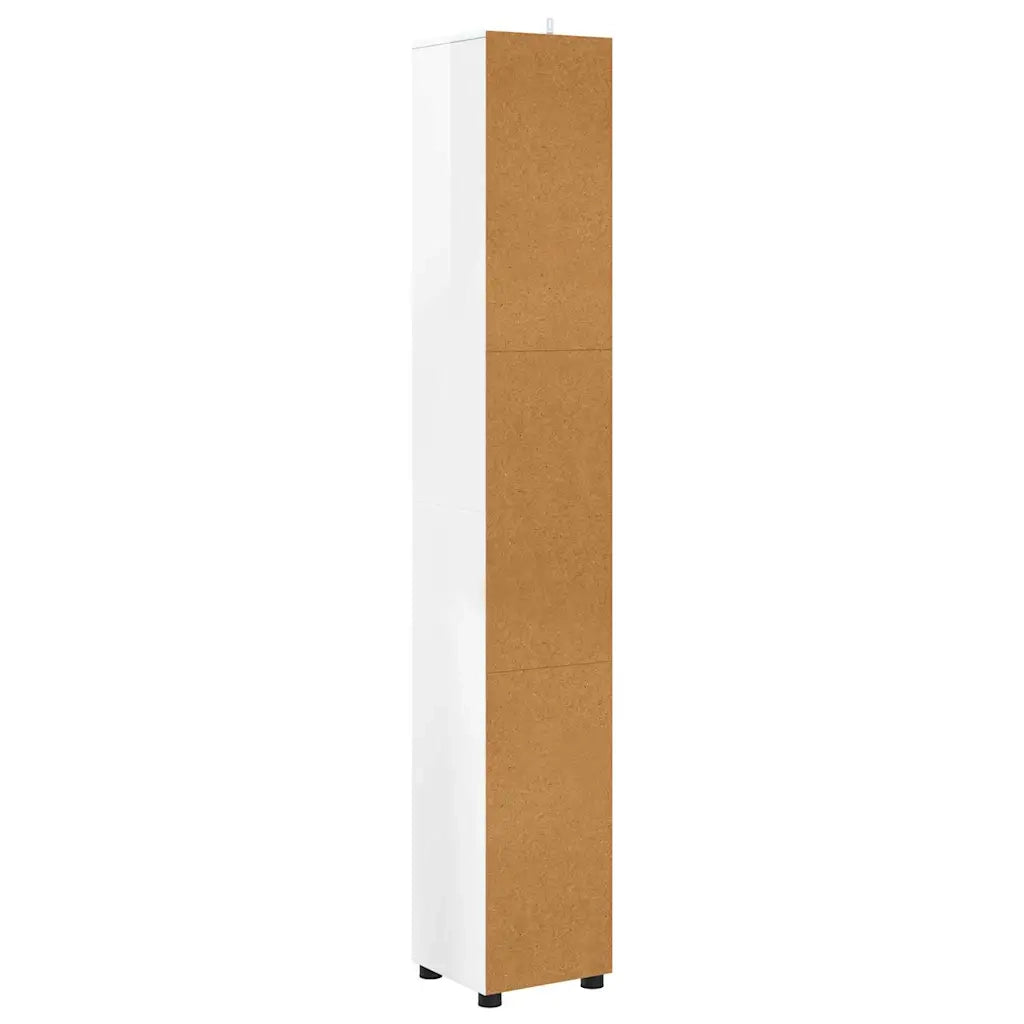Mobile da Bagno con porta Bianco Lucido 30,5 x 30 x 195 cm