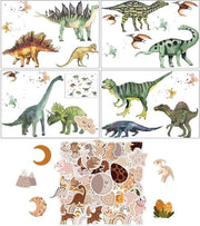 Decorazione per Parete con Dinosauri - 4 Pezzi - 50 Adesivi - Materiale PVC - 25 x 35 cm - Decorazione per Parete Autoadesiva