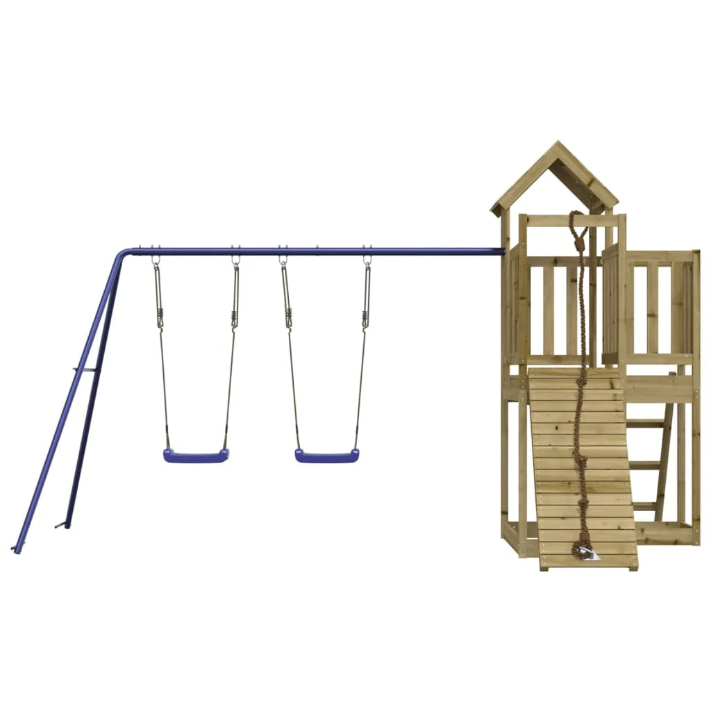 Altalene per parco giochi all'aperto scivolo altalene robuste giochi da giardino 357 x 248 x 214 cm legno di pino impregnato 02_0004657